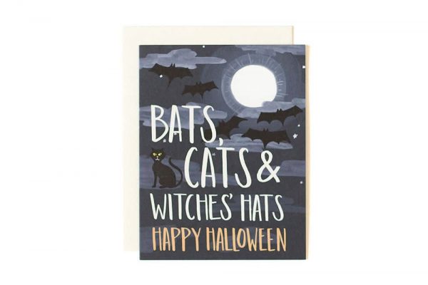 Bats Cats Halloween Card