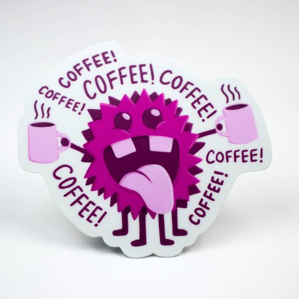 Caffeinated Coffee Cup Monster Sticker