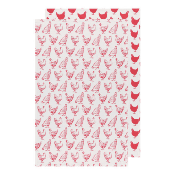 Chickens Tea Towels, Set/2