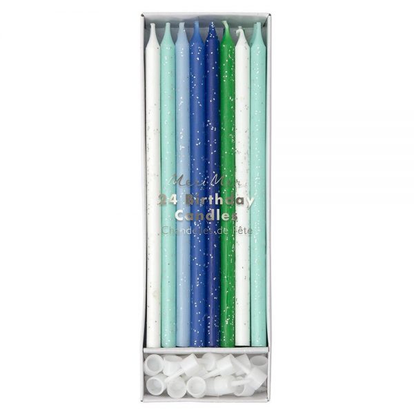 Blue & Green Glitter Candles