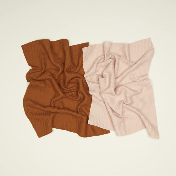 Essential Waffle Dish Towels, Blush/Terracotta