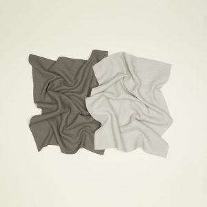 Essential Waffle Dish Towels, Lt. Gray/Dark Gray