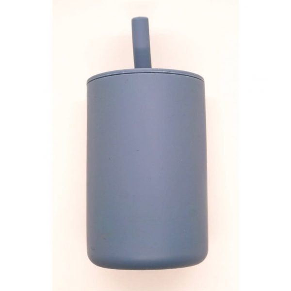 Silicone Cup w/ Straw, Slate