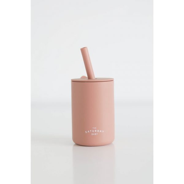 Silicone Straw Cup, Coral