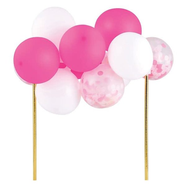 Balloon Cake Topper, Pink/White