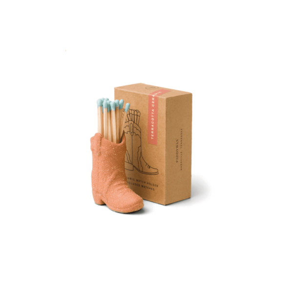 Terracotta Cowboy Boot Match Holder
