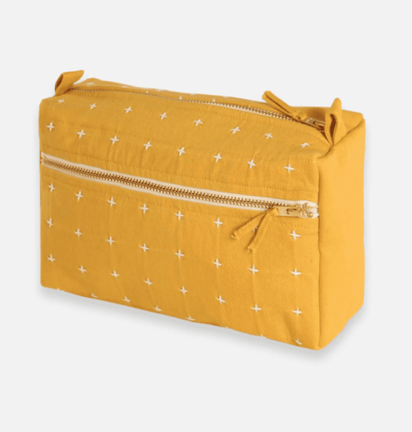 Mustard CrossStitch Toiletry Bag Typo Market