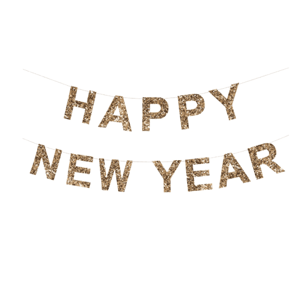 Gold Glitter Happy New Year Garland