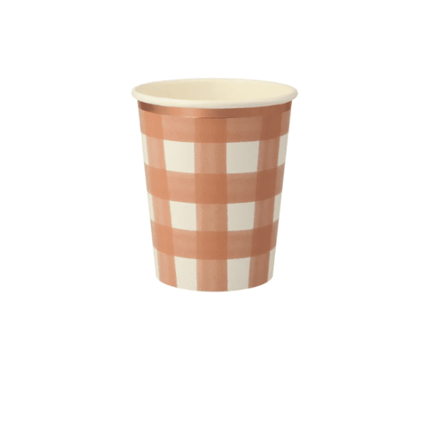 Burnt Orange Gingham Cups