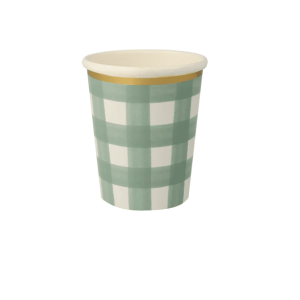 Green Gingham Cups