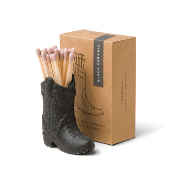 Black Cowboy Boot Match Holder