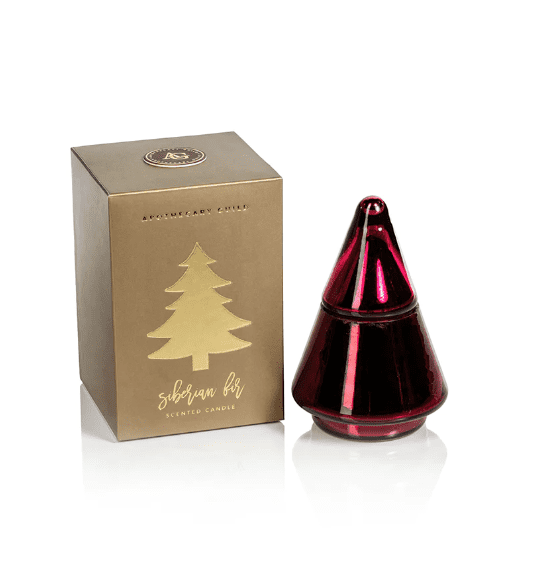 Siberian Fir Tree Candle, Burgundy Typo Market