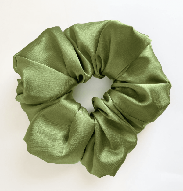 Olive Satin Scrunchie