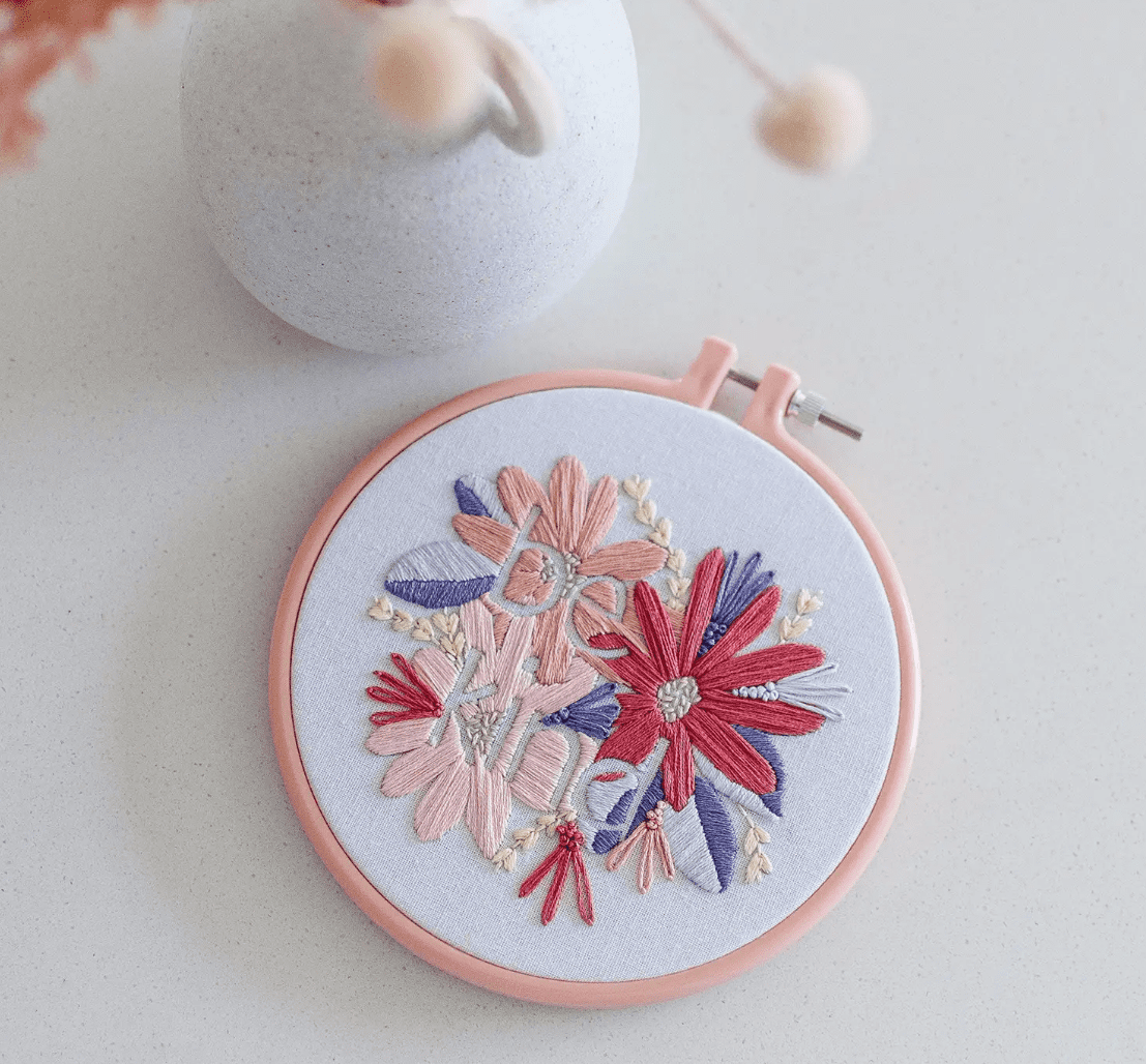 Be Kind Embroidery Kit Typo Market