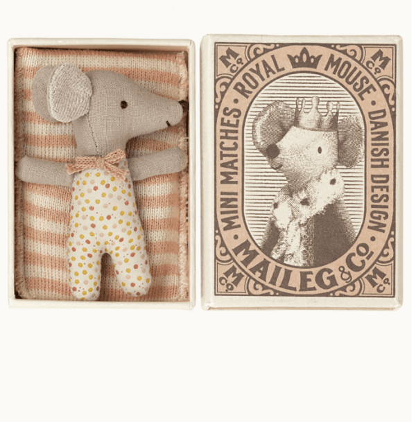 Sleepy/Wakey Mouse in Matchbox, Rose