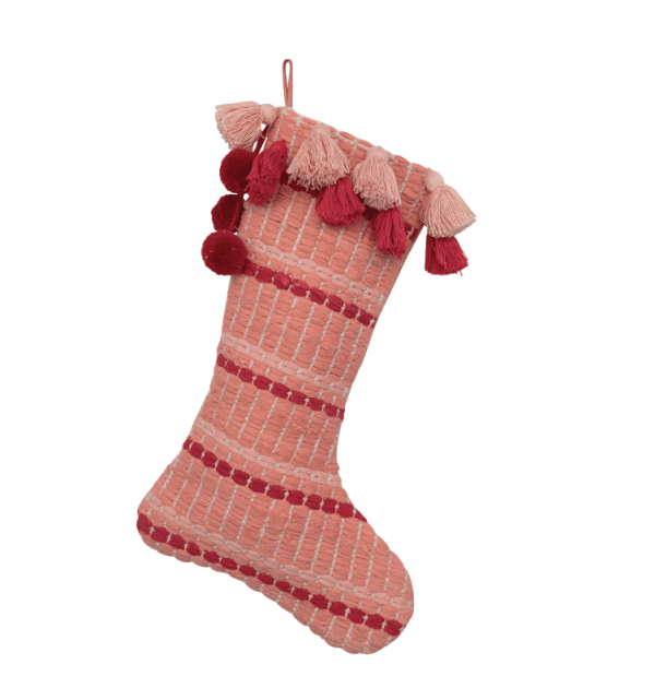 Pink & Red Stocking w/ Tassels