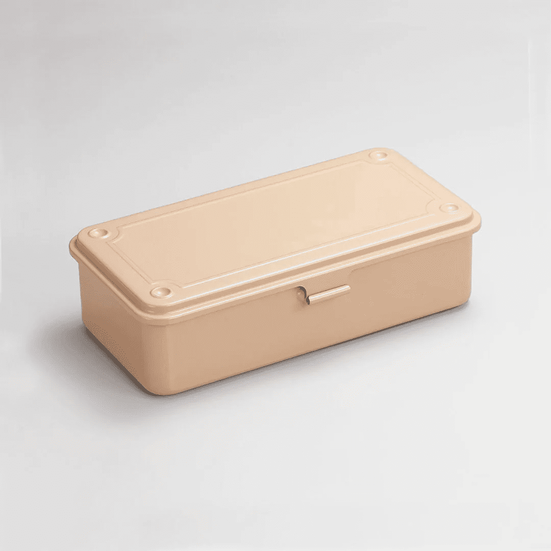 Steel Stackable Storage Box, Beige Typo Market