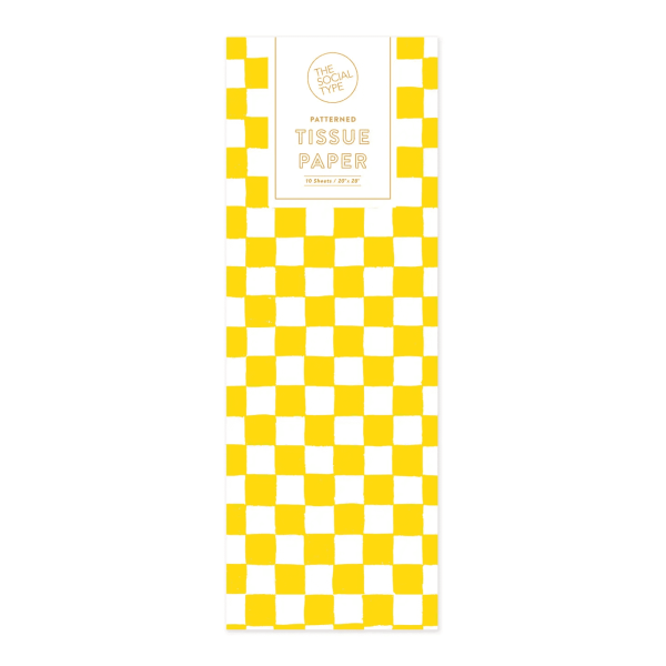 Yellow Checker Tissue Paper