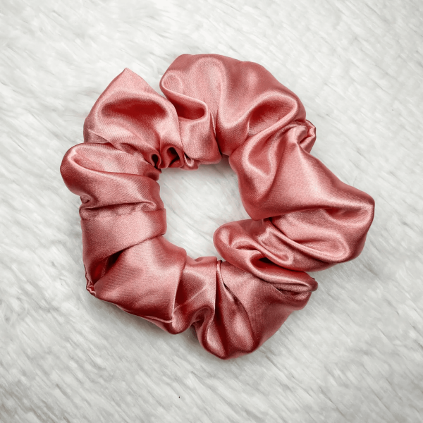 Coral Satin Scrunchie