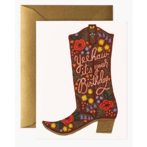 Cowgirl Boot Birthday Card