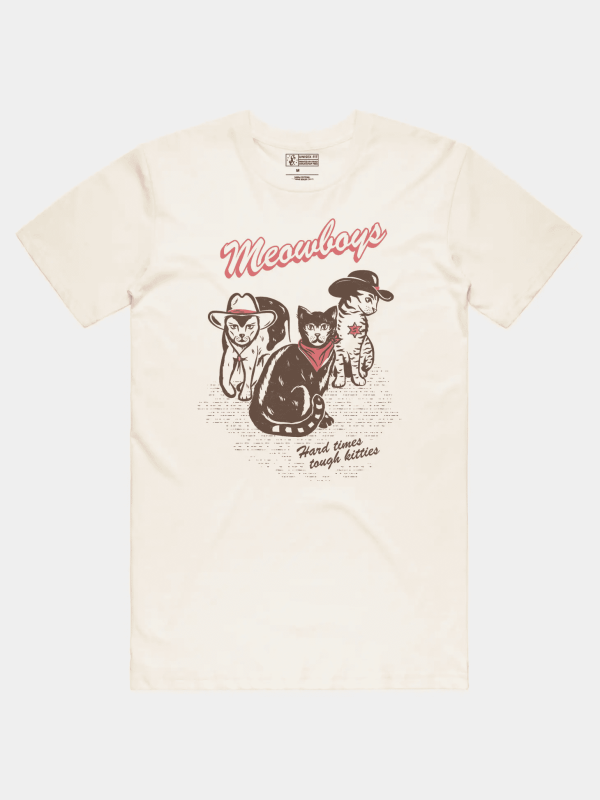 Meowboys Tee, Cream/L
