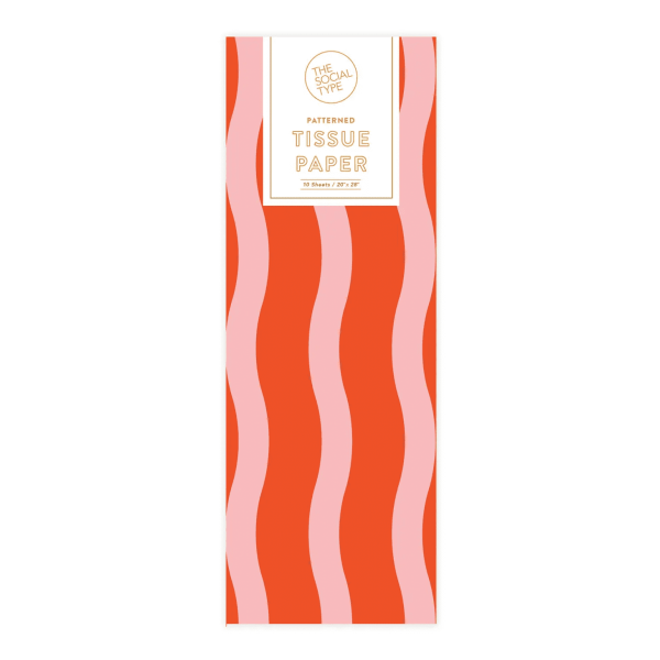 Tangy Red/Pink Fussy Stripe Tissue Paper
