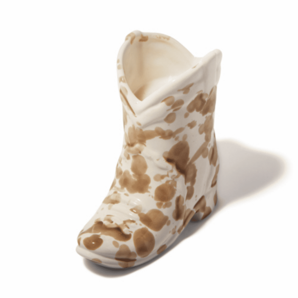 Cowboy Boot Candle w/ Brown Splatter, Desert Peach