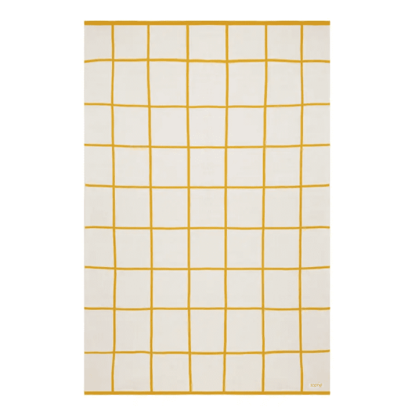 Cotton Knit Stroller Blanket, Yellow Grid