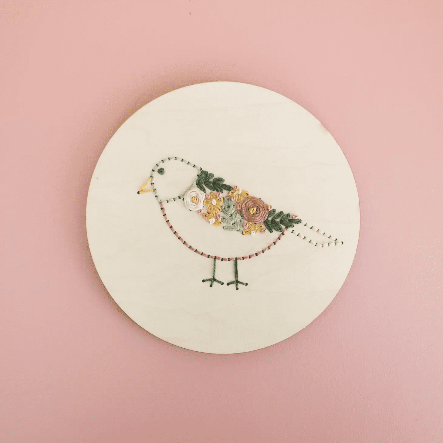 Floral Bird Wood Embroidery Kit Typo Market