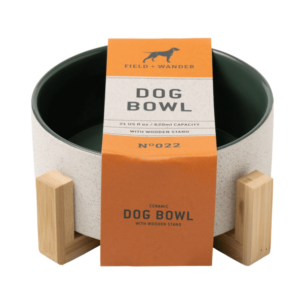 Ceramic Dog Bowl w/ Stand, Green