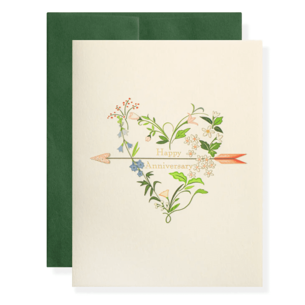 Floral Anniversary Heart Card