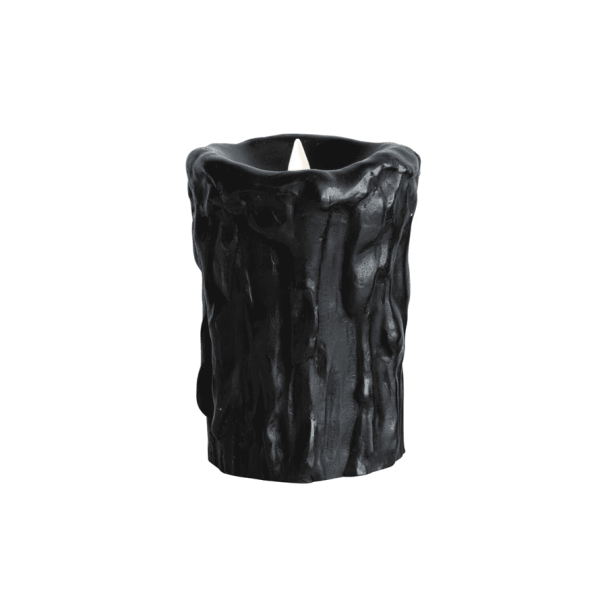 Flameless LED Wax Pillar Candle w/ Timer, Black