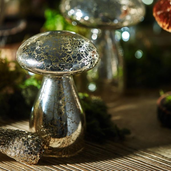 Antiqued Mercury Glass Mushroom, M