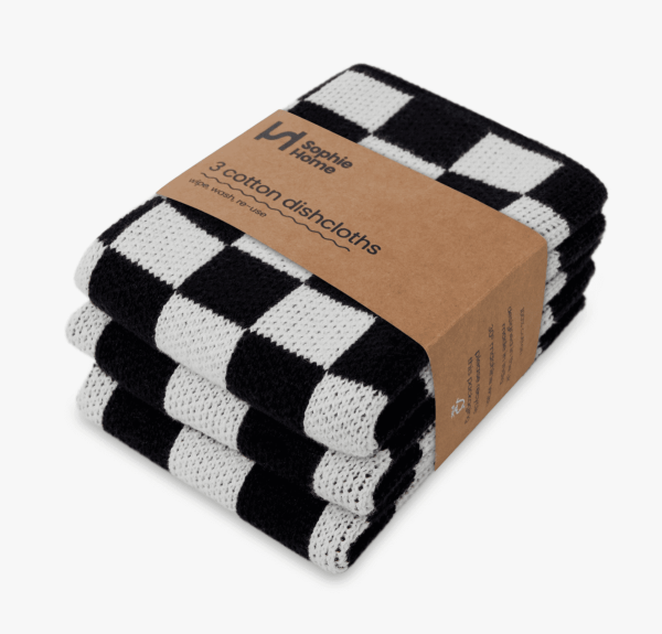 Cotton Dishcloths - Black Check