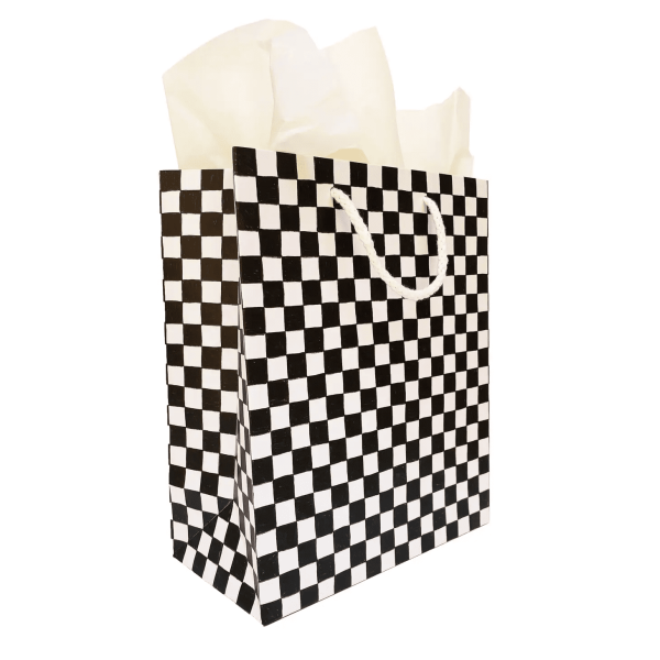 Black Checkers Gift Bag, Md