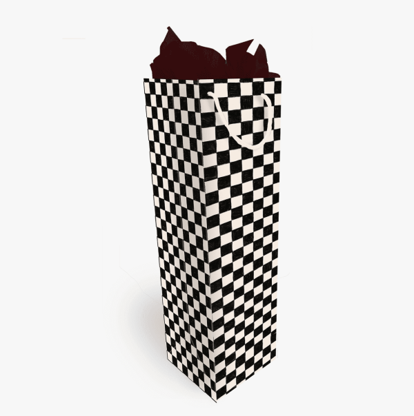 Black Checkers Wine Gift Bag