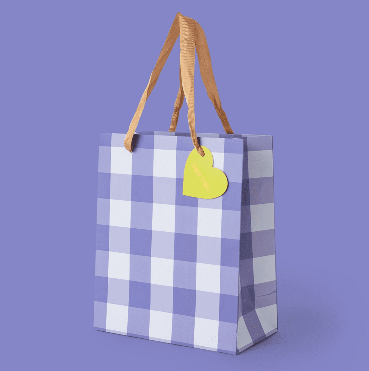 Blue Gingham Gift Bag, Md Typo Market