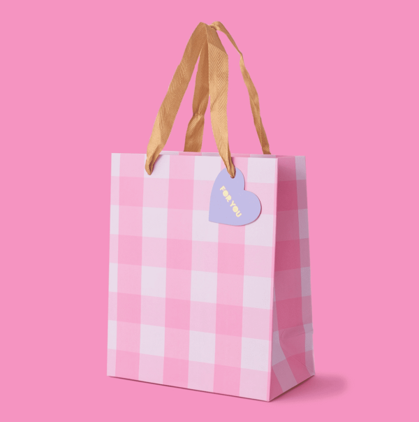 Light Pink Gingham Gift Bag, Md