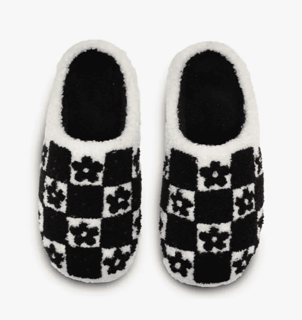 Checkered Daisy Slippers, Sm/Md