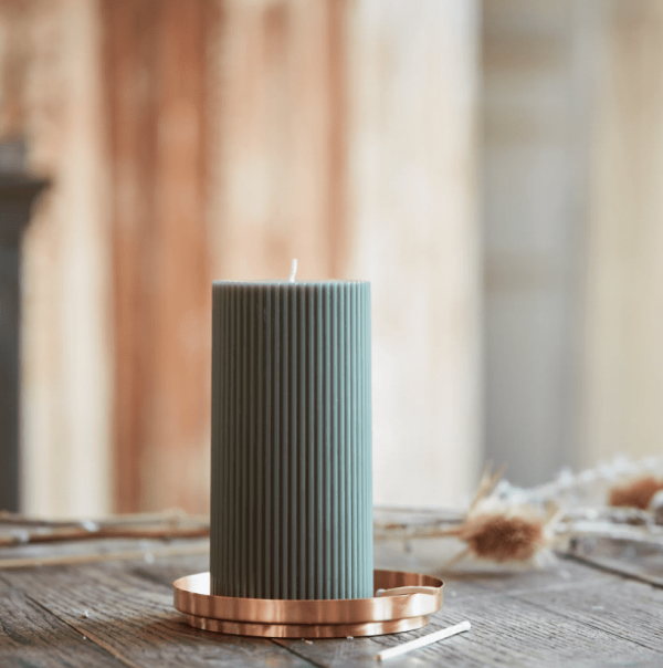 Fancy Pillar Candle, Moss/3x6