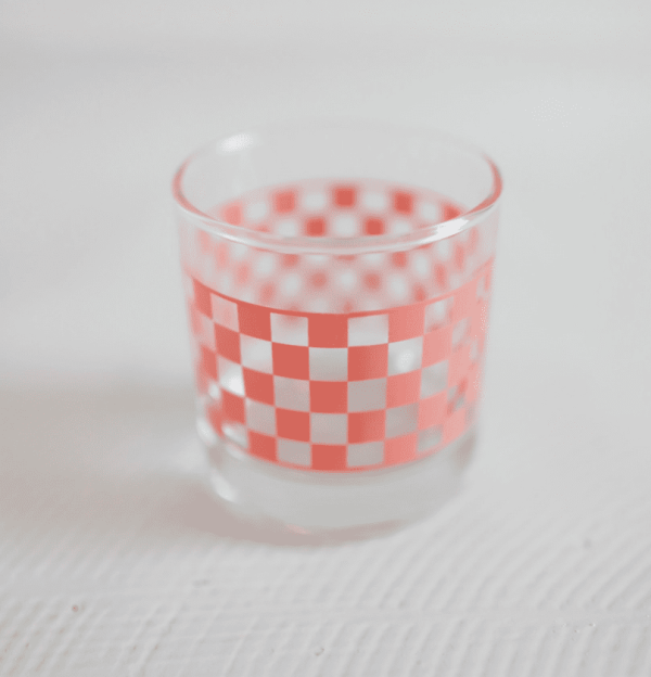 Pink Checkered Rocks Glass