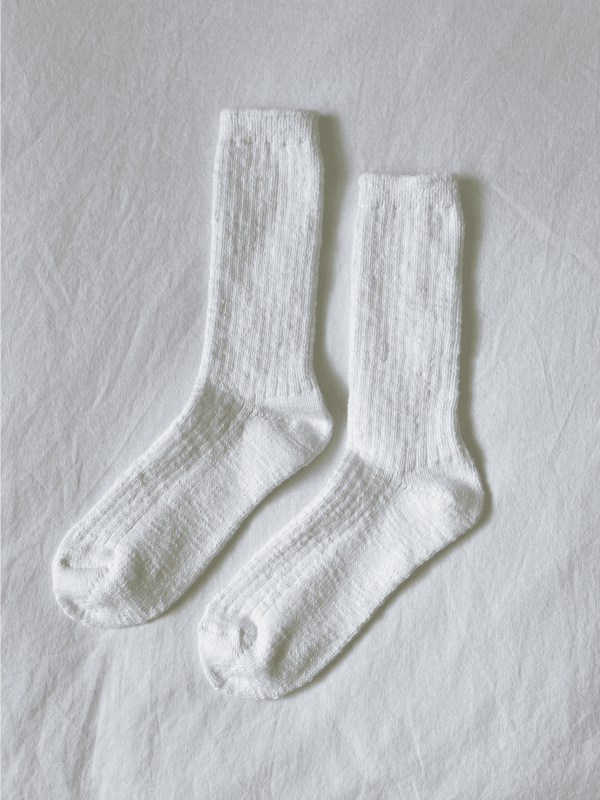 Cottage Socks, White Linen
