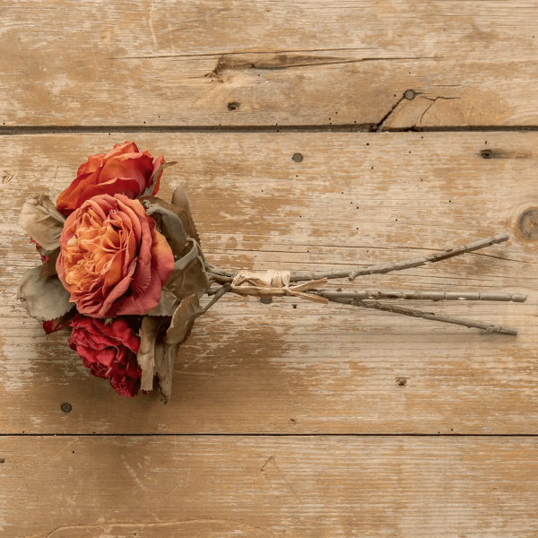 Orange & Burgundy Dried Rose Bundle