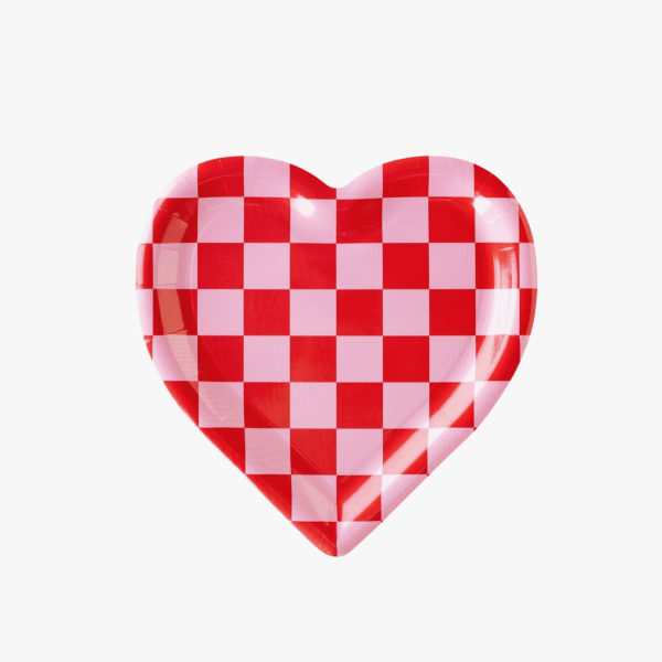 Checkered Heart Plates