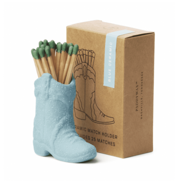 Light Blue Cowboy Boot Match Holder