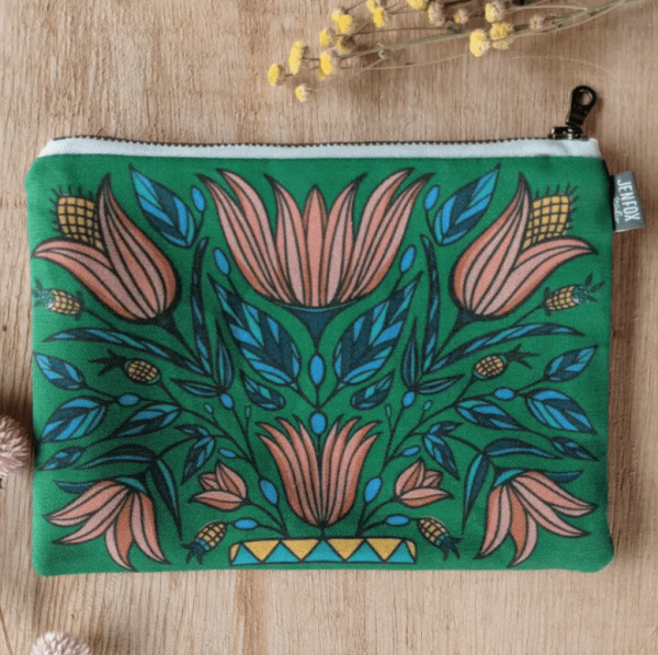 Emerald Botanical Zipper Pouch