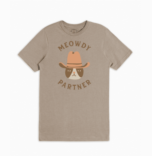 Meowdy Partner Tee, Brown Heather/M