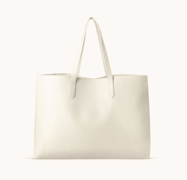 Vegan Leather Tote Bag, Cream