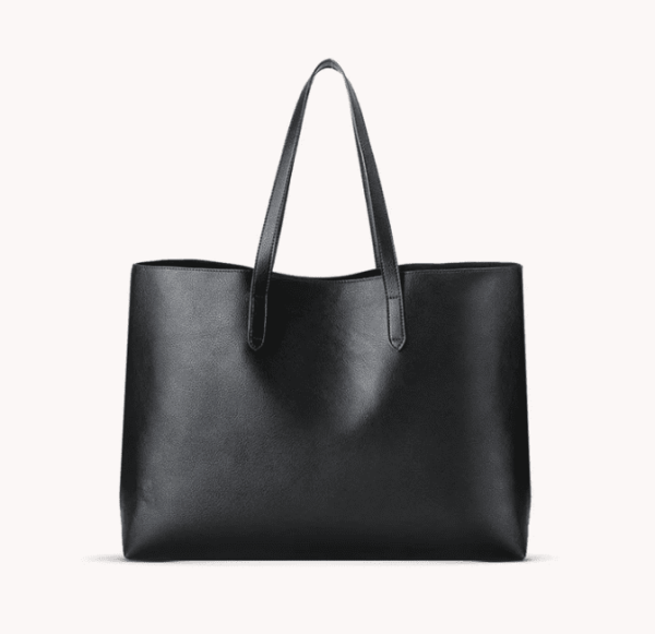 Vegan Leather Tote Bag, Black