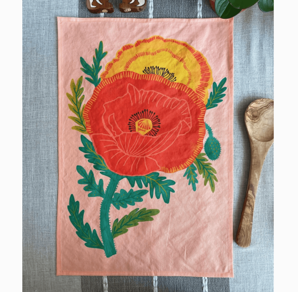 Pretty Poppies Tea Towel